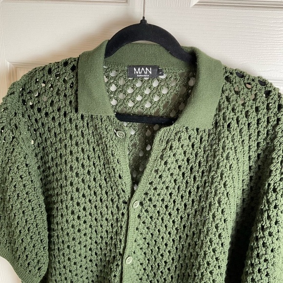 Boohoo man Men's Olive Green Knit Cardigan large - Picture 3 of 6
